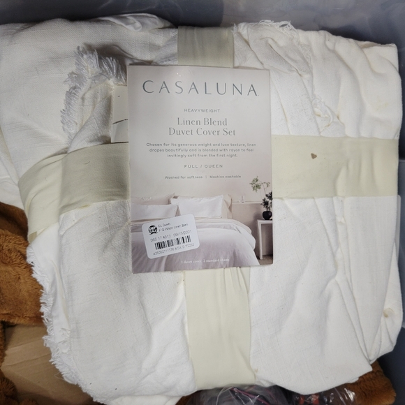 Casaluna Bedding Casaluna Fullqueen White Heavyweight Linen Blend